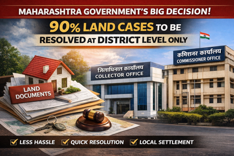 🏠 महाराष्ट्र सरकार का बड़ा फैसला: अब जमीन के 90% मामले जिला स्तर पर ही होंगे निपटाए
