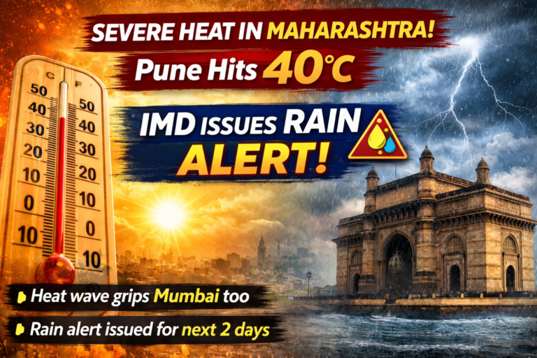 🔥 महाराष्ट्र में गर्मी का कहर, पुणे में पारा 40°C पार — IMD ने बारिश का अलर्ट जारी