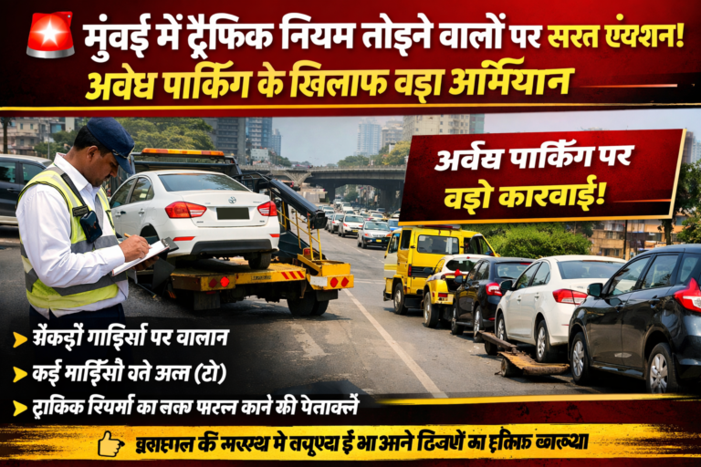 🚨 मुंबई में ट्रैफिक नियम तोड़ने वालों पर सख्त एक्शन! अवैध पार्किंग के खिलाफ बड़ा अभियान