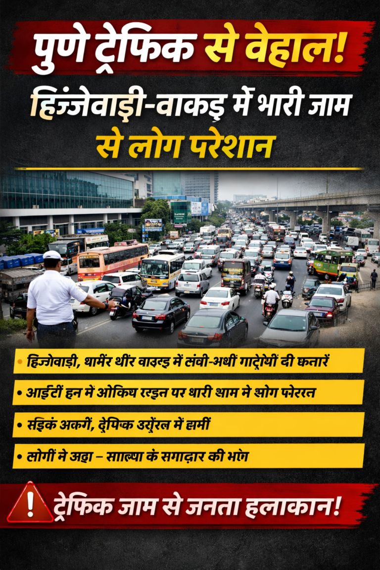 🚨 पुणे ट्रैफिक से बेहाल, हिंजेवाड़ी–वाकड़ में भारी जाम से लोग परेशान