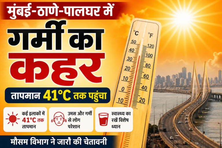 मुंबई-ठाणे-पालघर में गर्मी का कहर, तापमान 41°C तक पहुंचा