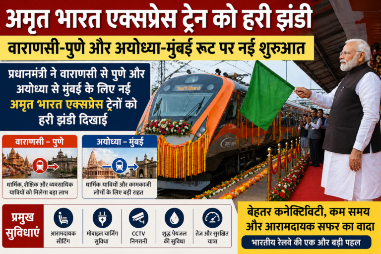 अमृत भारत एक्सप्रेस ट्रेन को हरी झंडी, वाराणसी-पुणे और अयोध्या-मुंबई रूट पर नई सौगात #mpksnews