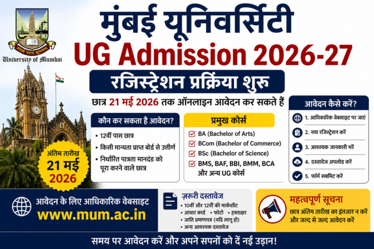 Mumbai University UG Admission 2026-27 Registration शुरू, छात्रों के लिए बड़ा अपडेट