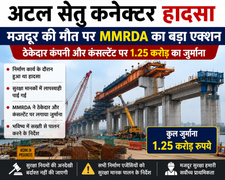 अटल सेतु कनेक्टर हादसा: मजदूर की मौत के बाद MMRDA का बड़ा कदम, ठेकेदार और कंसल्टेंट पर भारी जुर्माना
