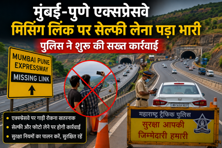 मुंबई–पुणे एक्सप्रेसवे मिसिंग लिंक पर बढ़ा खतरा, सेल्फी लेने वालों पर पुलिस की सख्ती