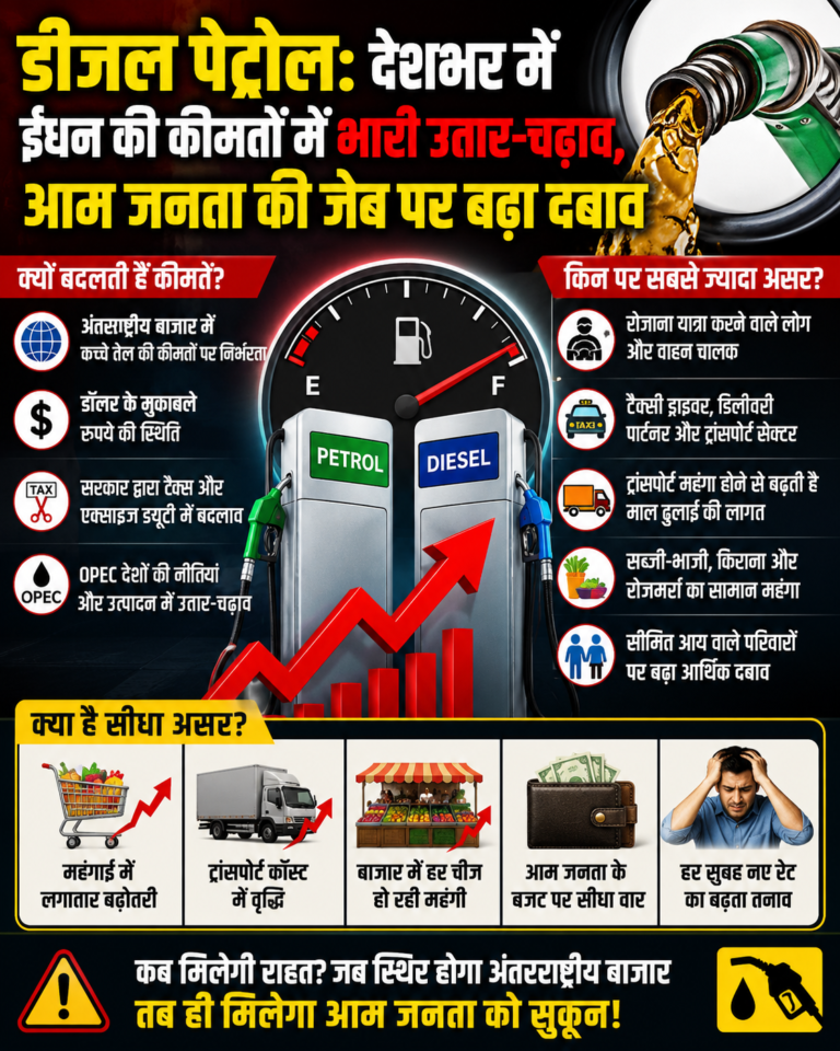डीजल पेट्रोल: देशभर में ईंधन की कीमतों में भारी उतार-चढ़ाव, आम जनता की जेब पर बढ़ा दबाव