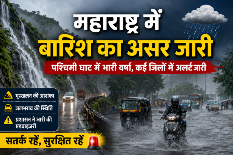 महाराष्ट्र में बारिश का असर जारी, पश्चिमी घाट में भारी वर्षा से प्रशासन अलर्ट पर