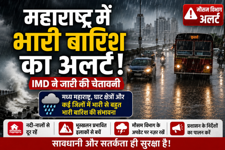 महाराष्ट्र में भारी बारिश का अलर्ट: IMD ने जारी की चेतावनी, लोगों से सतर्क रहने की अपील