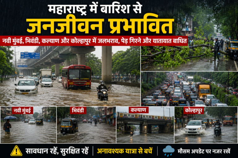 महाराष्ट्र में बारिश से जनजीवन प्रभावित, कई शहरों में जलभराव और यातायात व्यवस्था चरमराई