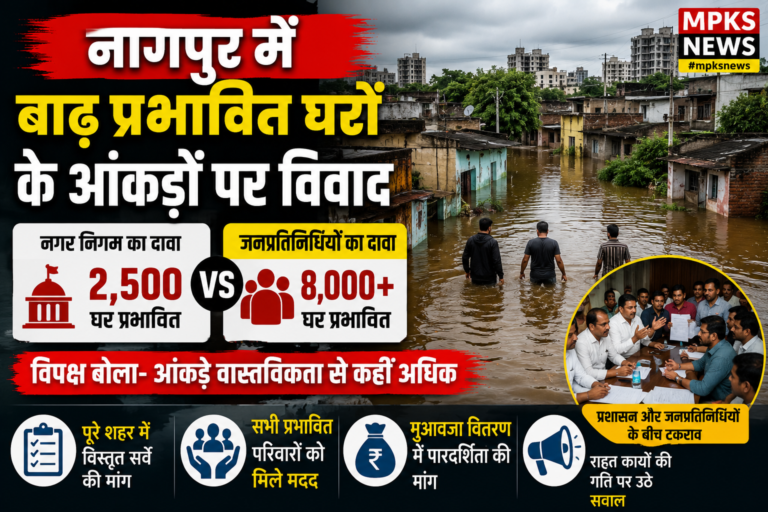 नागपुर में बाढ़ प्रभावित घरों के आंकड़ों पर विवाद: सर्वे रिपोर्ट पर उठे सवाल, राहत कार्यों को लेकर बढ़ी बहस